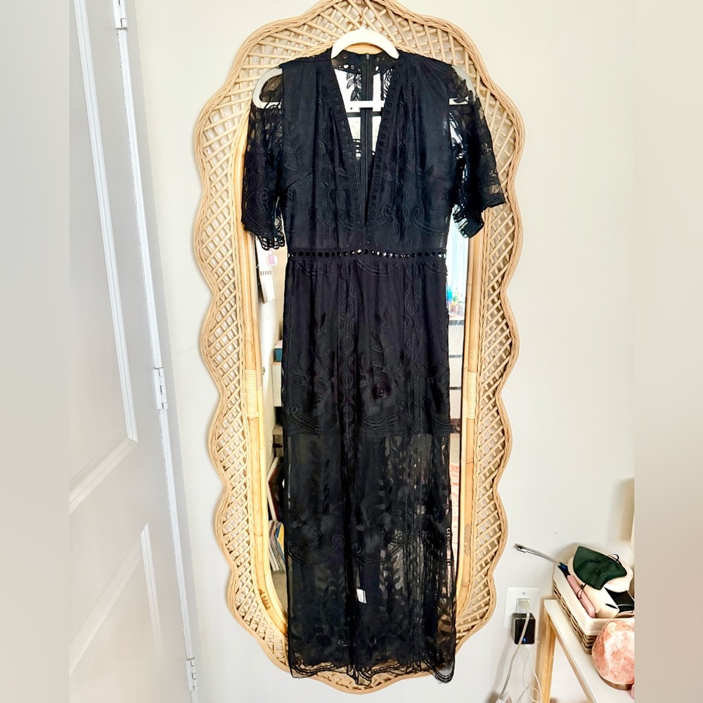 Chic Black Lace Whimsigoth Maxi Dress